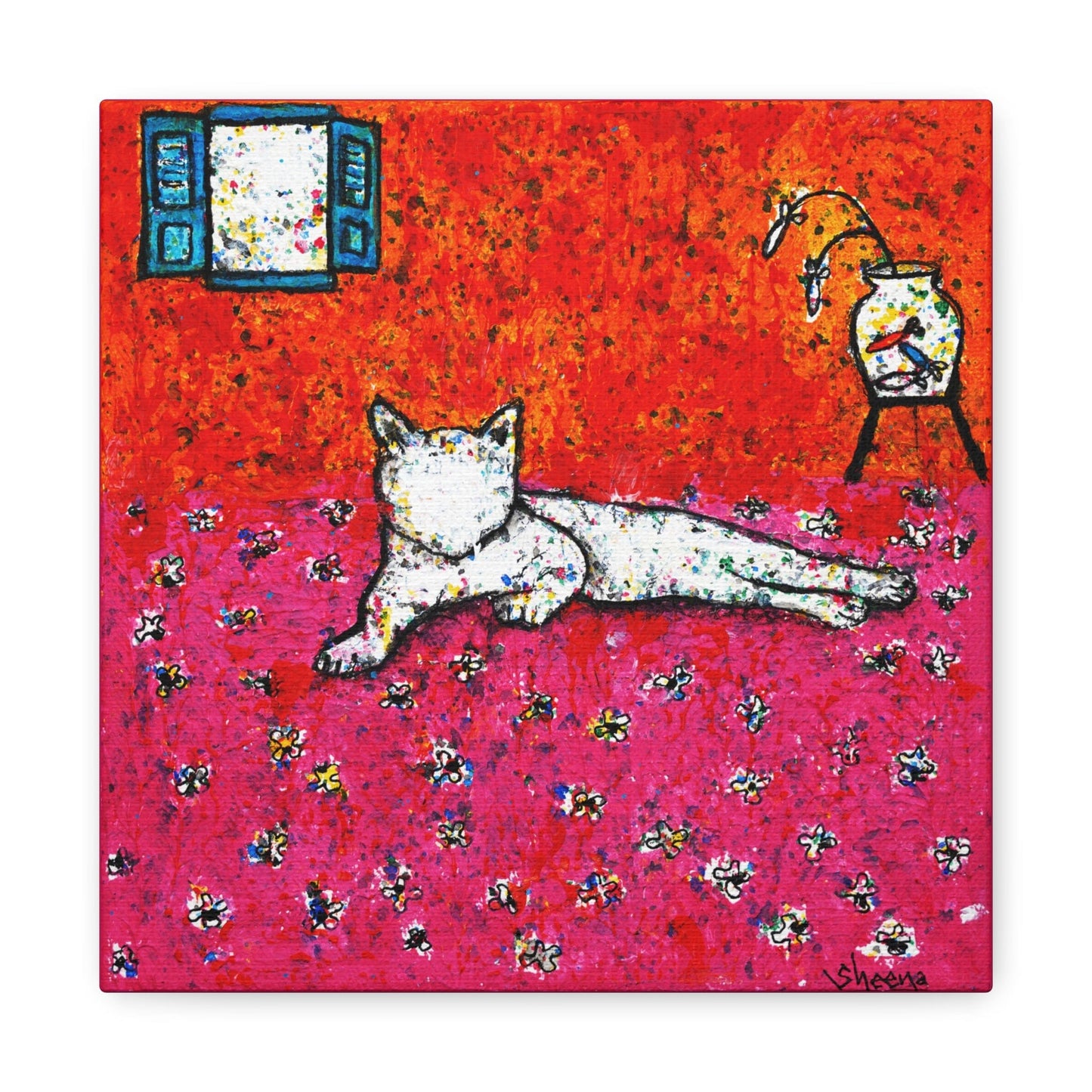 Cat Lover's Wall Art Stretched Matte Canvas (CS-1)