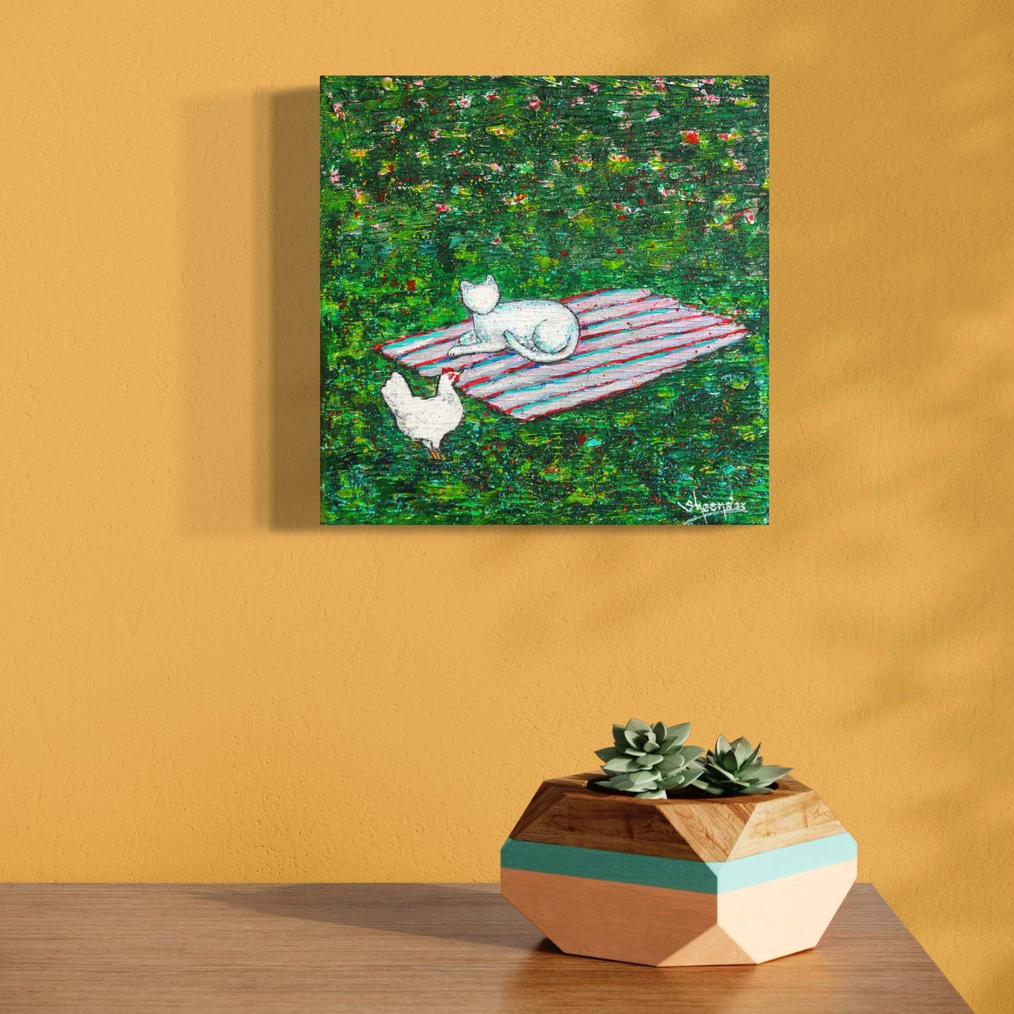 Cat Canvas Print – 10” x 10” Original Art for Cat Lovers (CS-9) - Cat&Muse