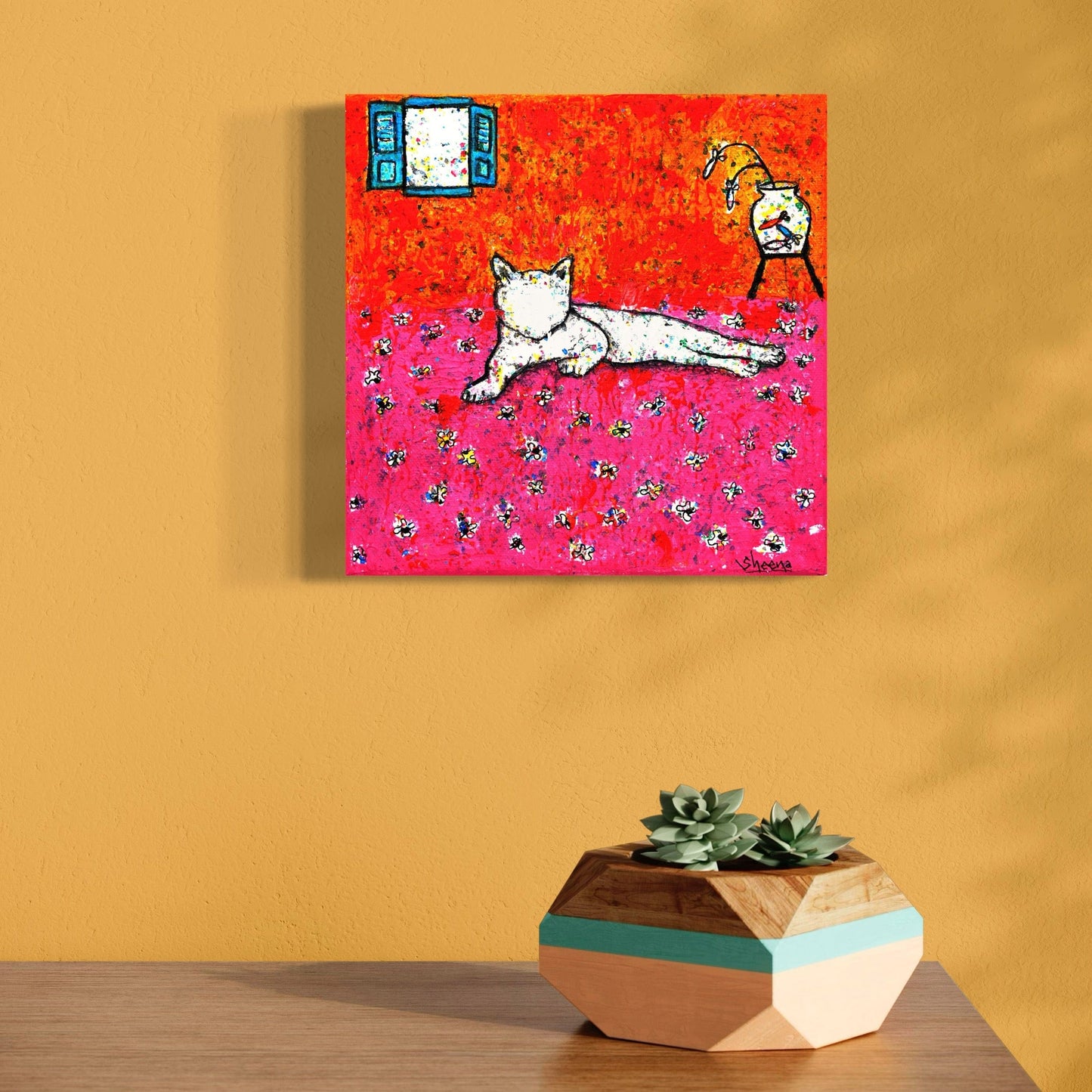 Cat Canvas Print – 10” x 10” Original Art for Cat Lovers (CS-1) - Cat&Muse