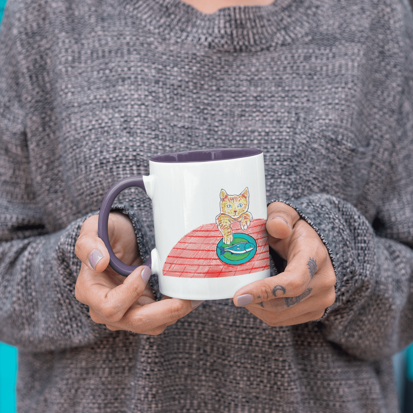 Cat Art Coffee Mug – Art print 11 oz Mug for Cat Lovers (CM-3) - Cat&Muse