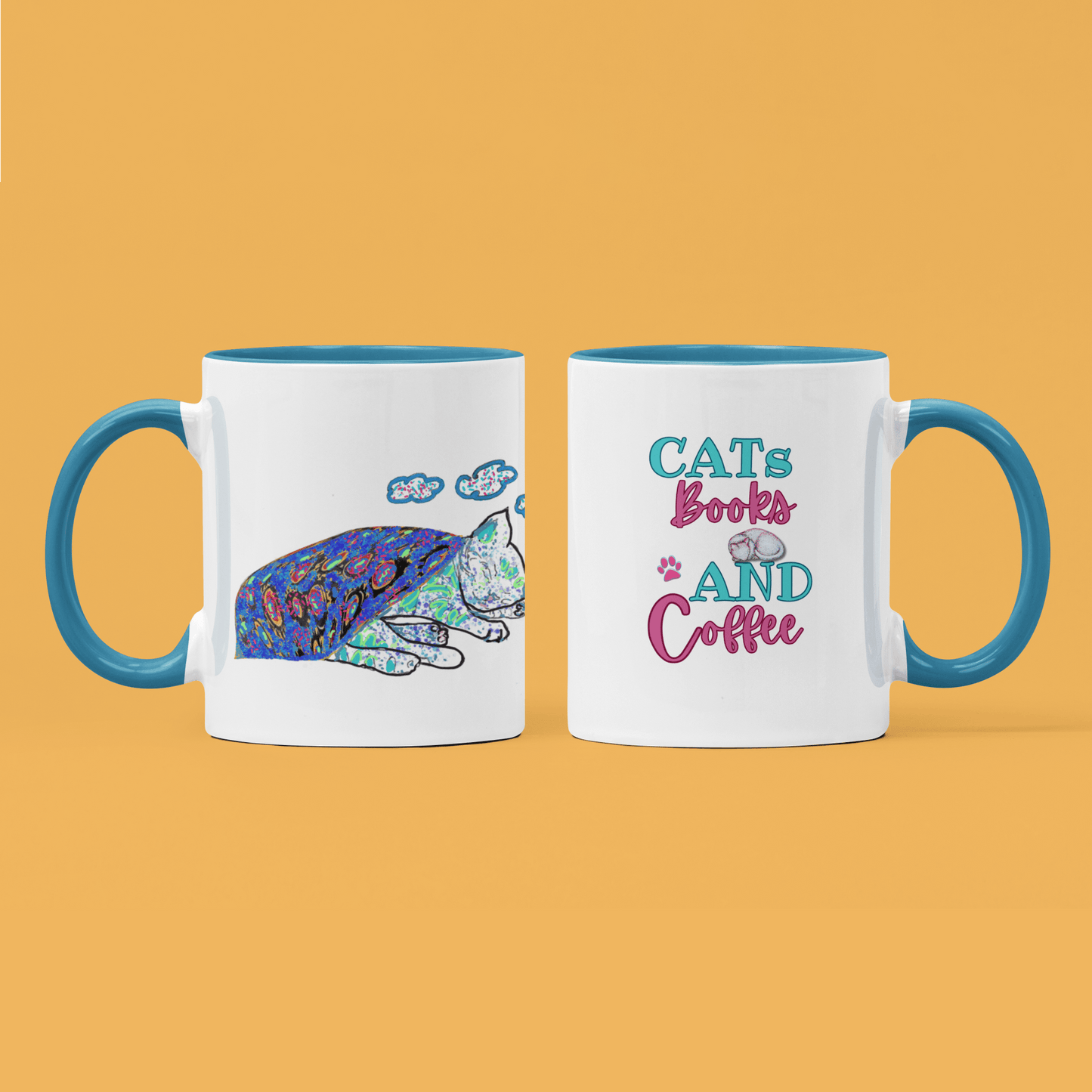 Cat Art Coffee Mug – Art print 11 oz Mug for Cat Lovers (CM-4) - Cat&Muse