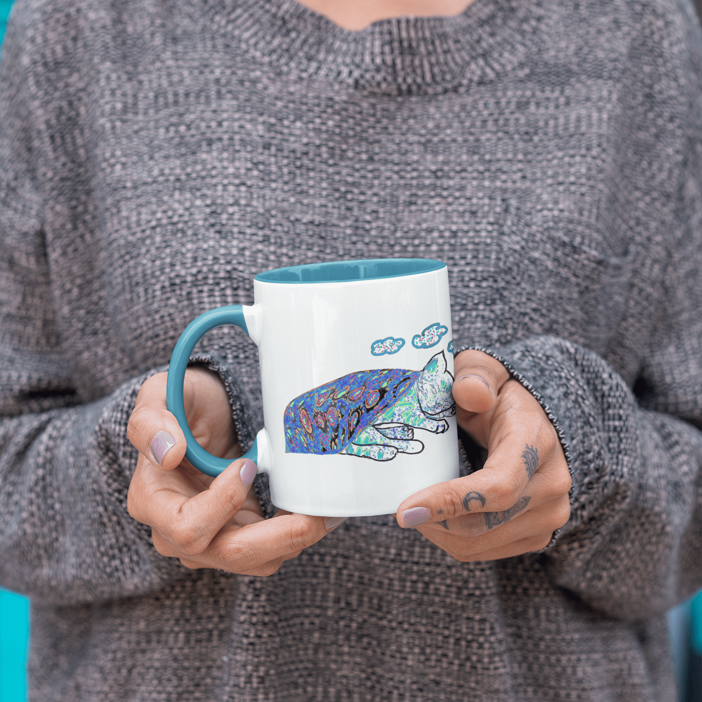 Cat Art Coffee Mug – Art print 11 oz Mug for Cat Lovers (CM-4) - Cat&Muse