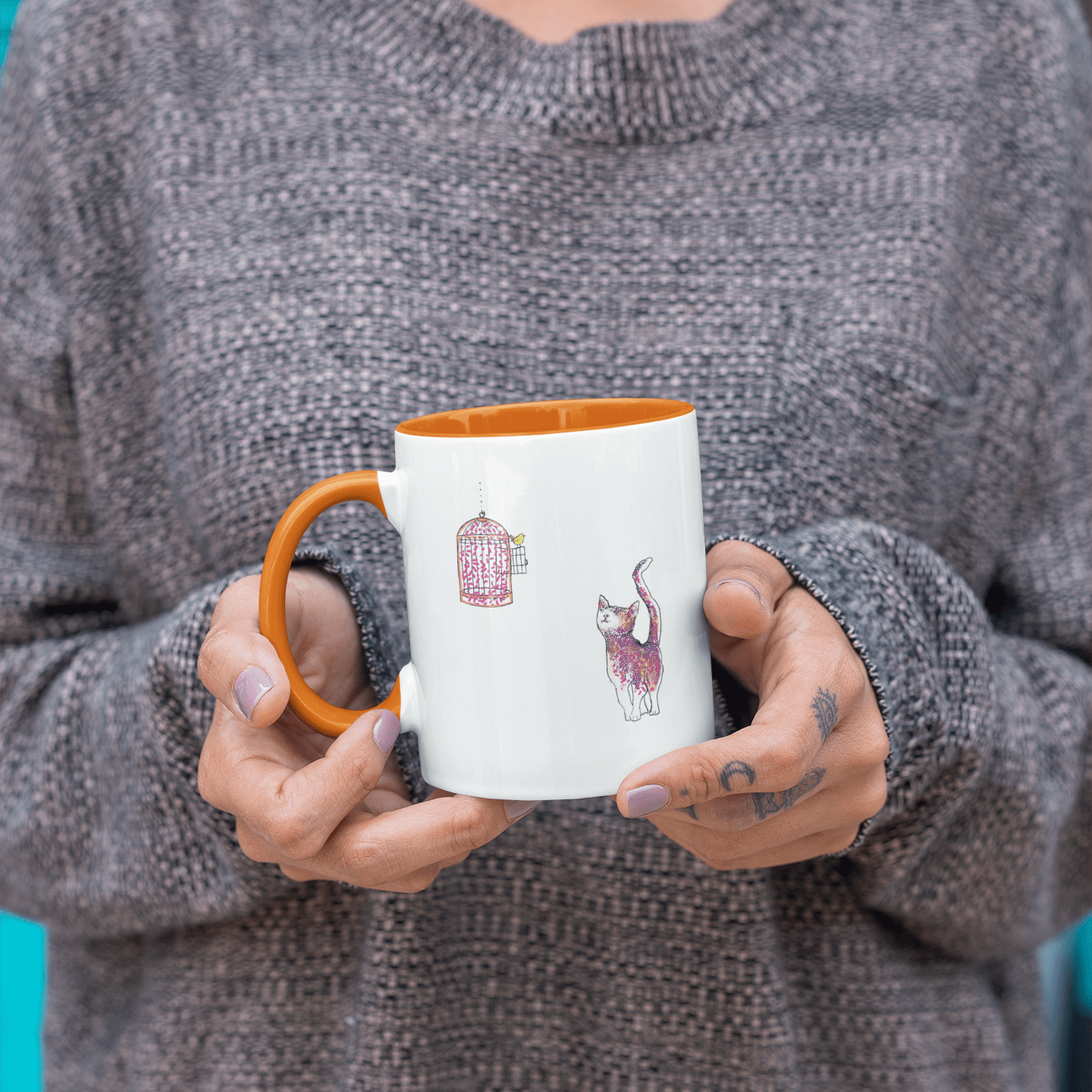 Cat Art Coffee Mug – Art print 11 oz Mug for Cat Lovers (CM-7) - Cat&Muse