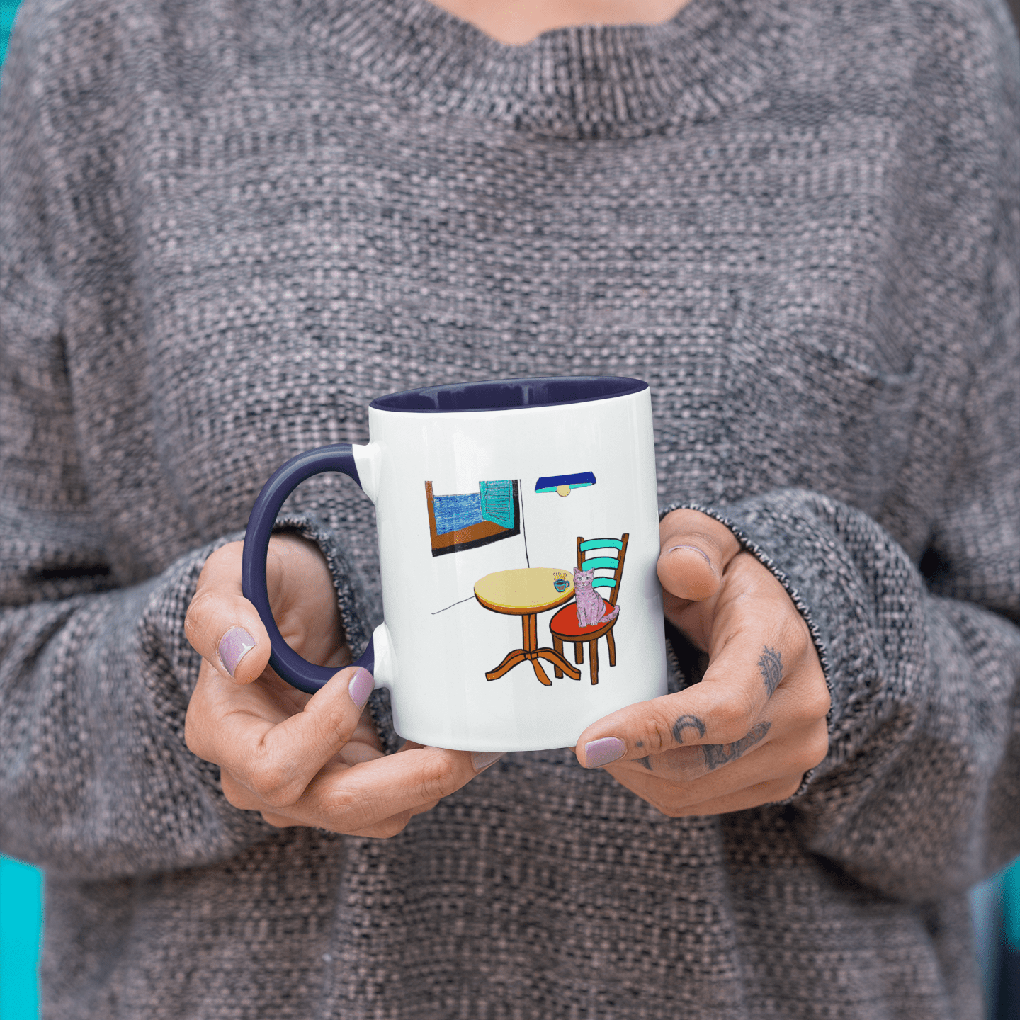 Cat Art Coffee Mug – Art print 11 oz Mug for Cat Lovers (CM-8) - Cat&Muse