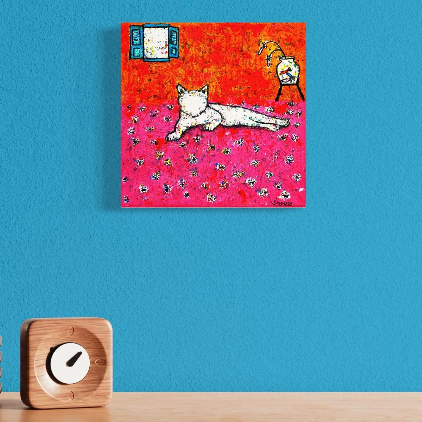 Cat Canvas Print – 10” x 10” Original Art for Cat Lovers (CS-1) - Cat&Muse