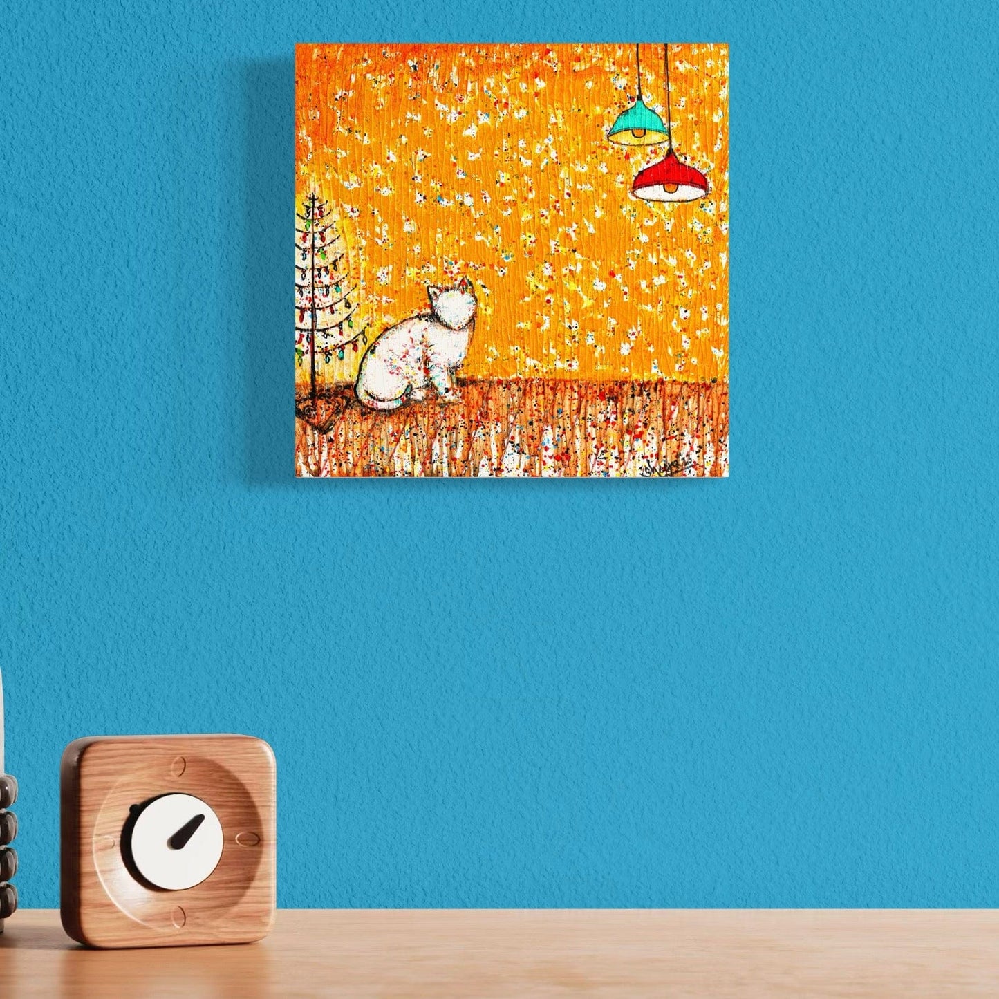 Cat Canvas Print – 10” x 10” Original Art for Cat Lovers (CS-4) - Cat&Muse