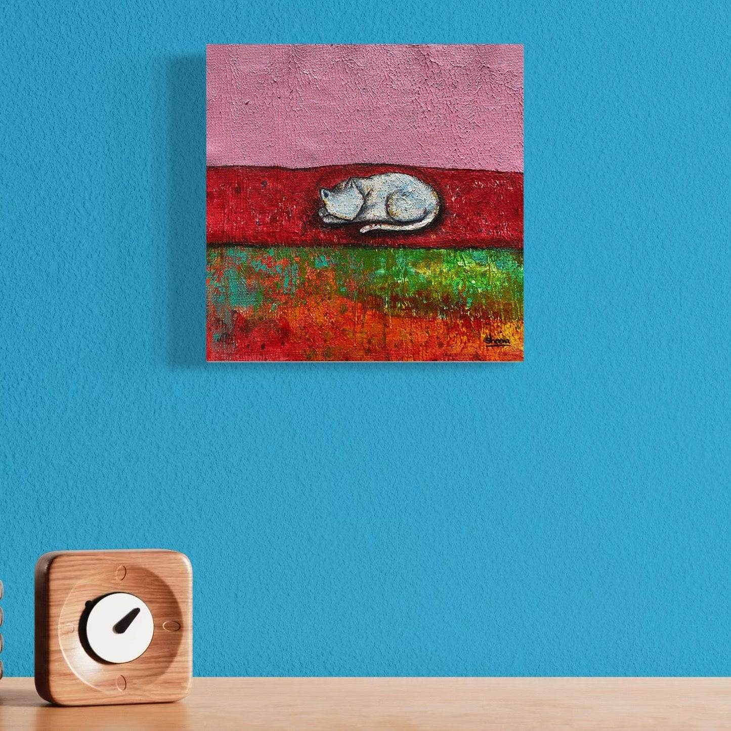 Cat Canvas Print – 10” x 10” Original Art for Cat Lovers (CS-5) - Cat&Muse
