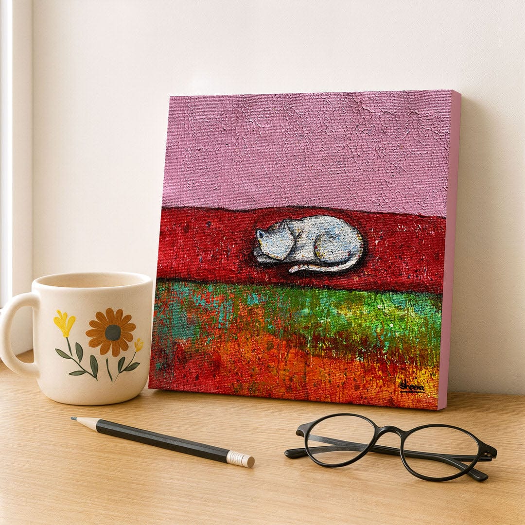 Cat Canvas Print – 10” x 10” Original Art for Cat Lovers (CS-5) - Cat&Muse