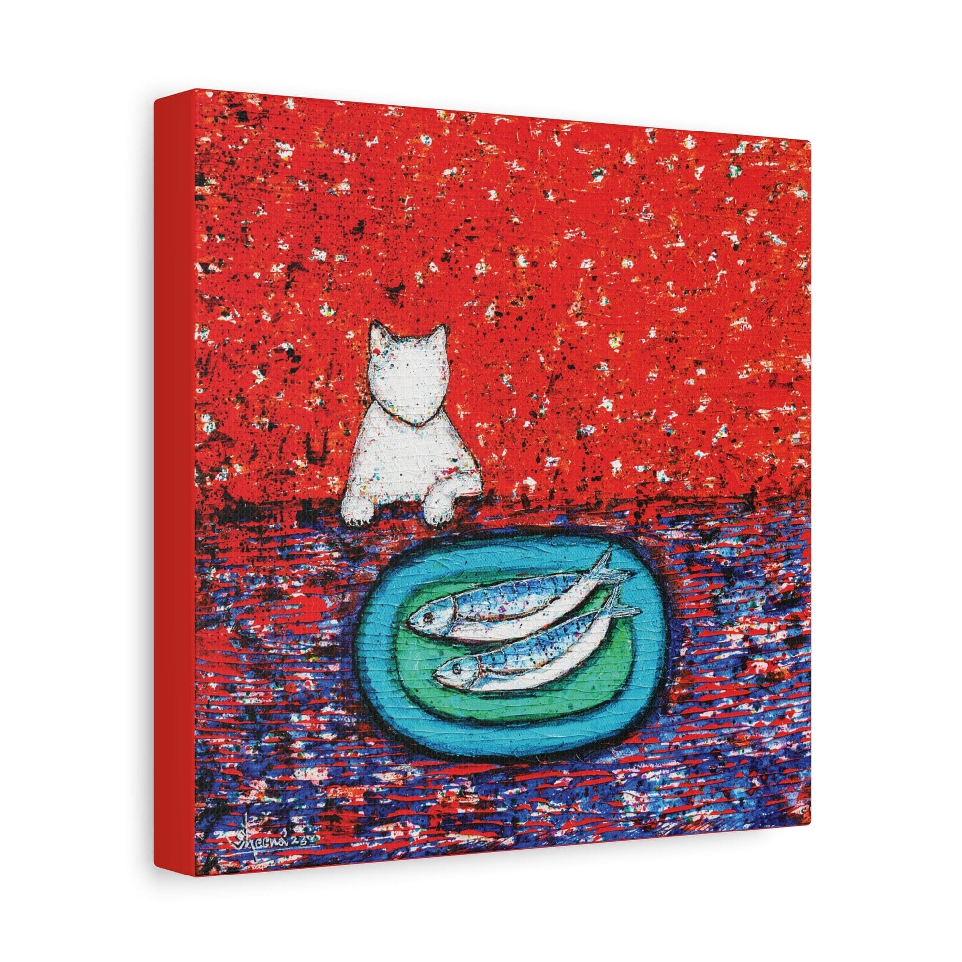 Cat Canvas Print – 10” x 10” Original Art for Cat Lovers (CS-8) - Cat&Muse