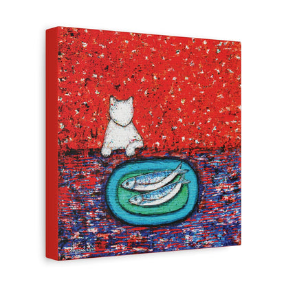 Cat Canvas Print – 10” x 10” Original Art for Cat Lovers (CS-8) - Cat&Muse