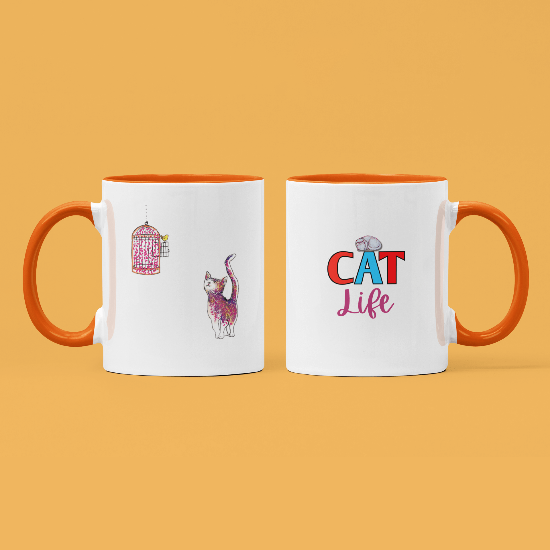 Cat Art Coffee Mug – Art print 11 oz Mug for Cat Lovers (CM-7) - Cat&Muse