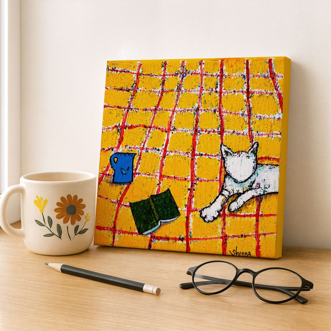 Cat Canvas Print – 10” x 10” Original Art for Cat Lovers (CS-2) - Cat&Muse