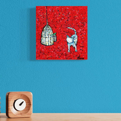 Cat Canvas Print – 10” x 10” Original Art for Cat Lovers (CS-3) - Cat&Muse