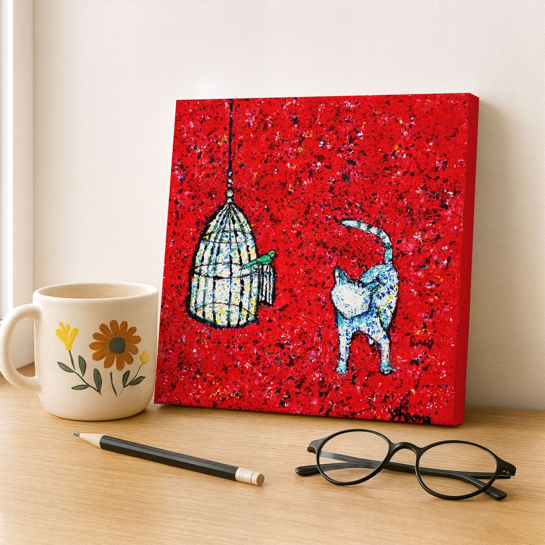 Cat Canvas Print – 10” x 10” Original Art for Cat Lovers (CS-3) - Cat&Muse