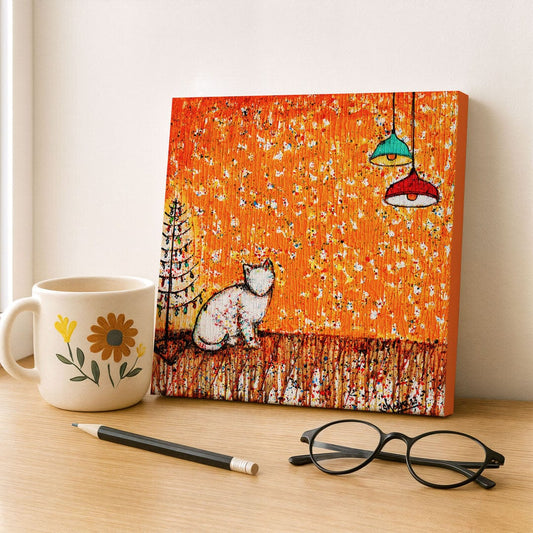 Cat Canvas Print – 10” x 10” Original Art for Cat Lovers (CS-4) - Cat&Muse