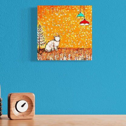 Cat Canvas Print – 10” x 10” Original Art for Cat Lovers (CS-4) - Cat&Muse