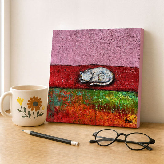 Cat Canvas Print – 10” x 10” Original Art for Cat Lovers (CS-5) - Cat&Muse