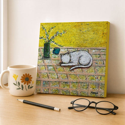 Cat Canvas Print – 10” x 10” Original Art for Cat Lovers (CS-6) - Cat&Muse