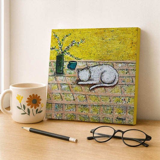 Cat Canvas Print – 10” x 10” Original Art for Cat Lovers (CS-6) - Cat&Muse