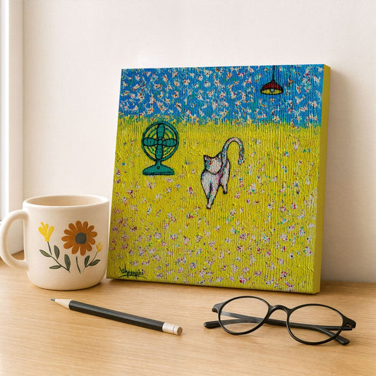 Cat Canvas Print – 10” x 10” Original Art for Cat Lovers (CS-7) - Cat&Muse