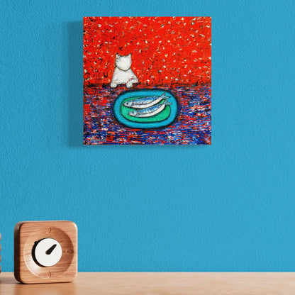 Cat Canvas Print – 10” x 10” Original Art for Cat Lovers (CS-8) - Cat&Muse