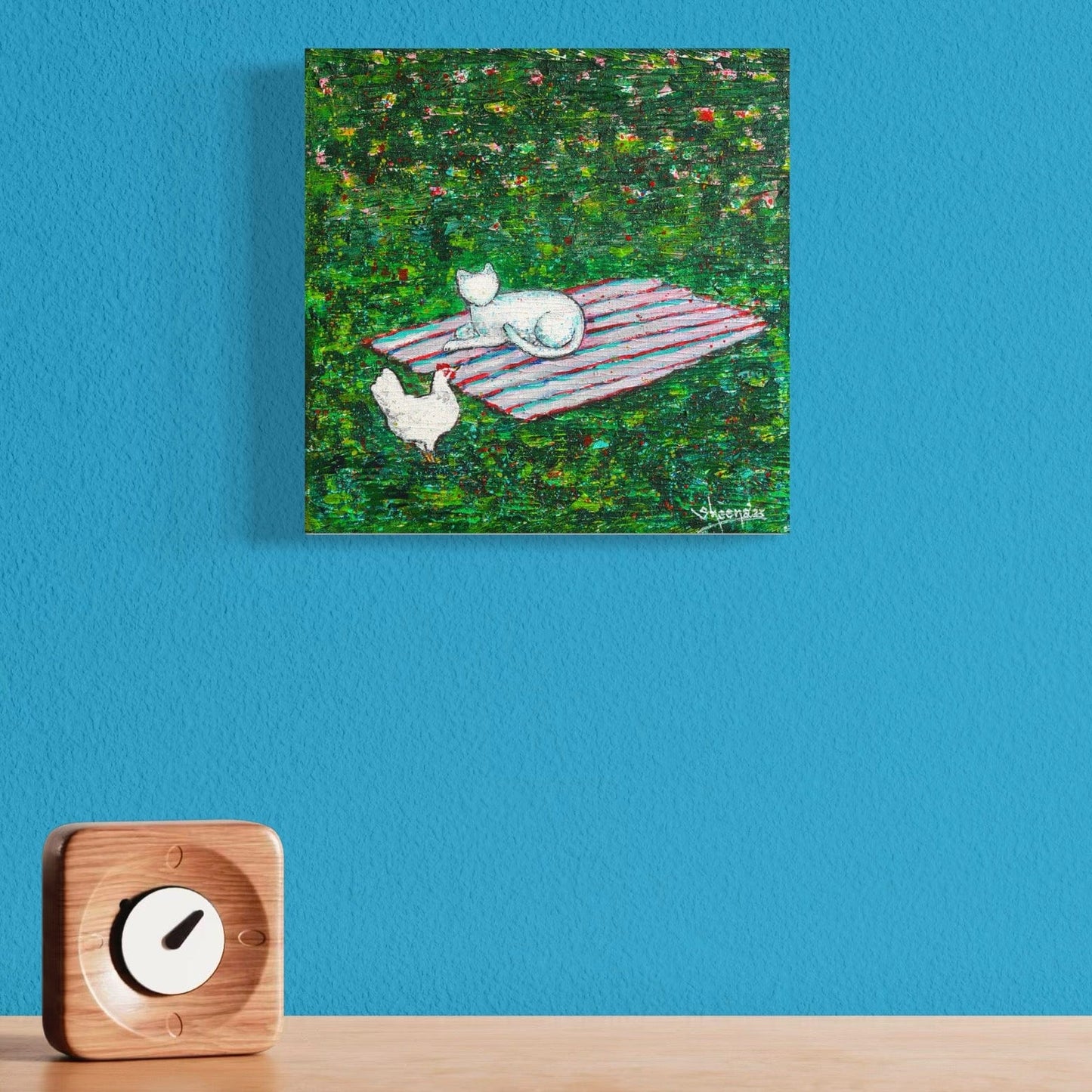 Cat Canvas Print – 10” x 10” Original Art for Cat Lovers (CS-9) - Cat&Muse