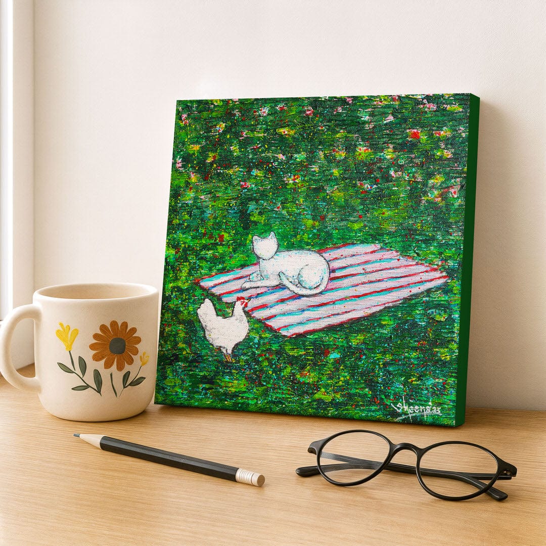 Cat Canvas Print – 10” x 10” Original Art for Cat Lovers (CS-9) - Cat&Muse