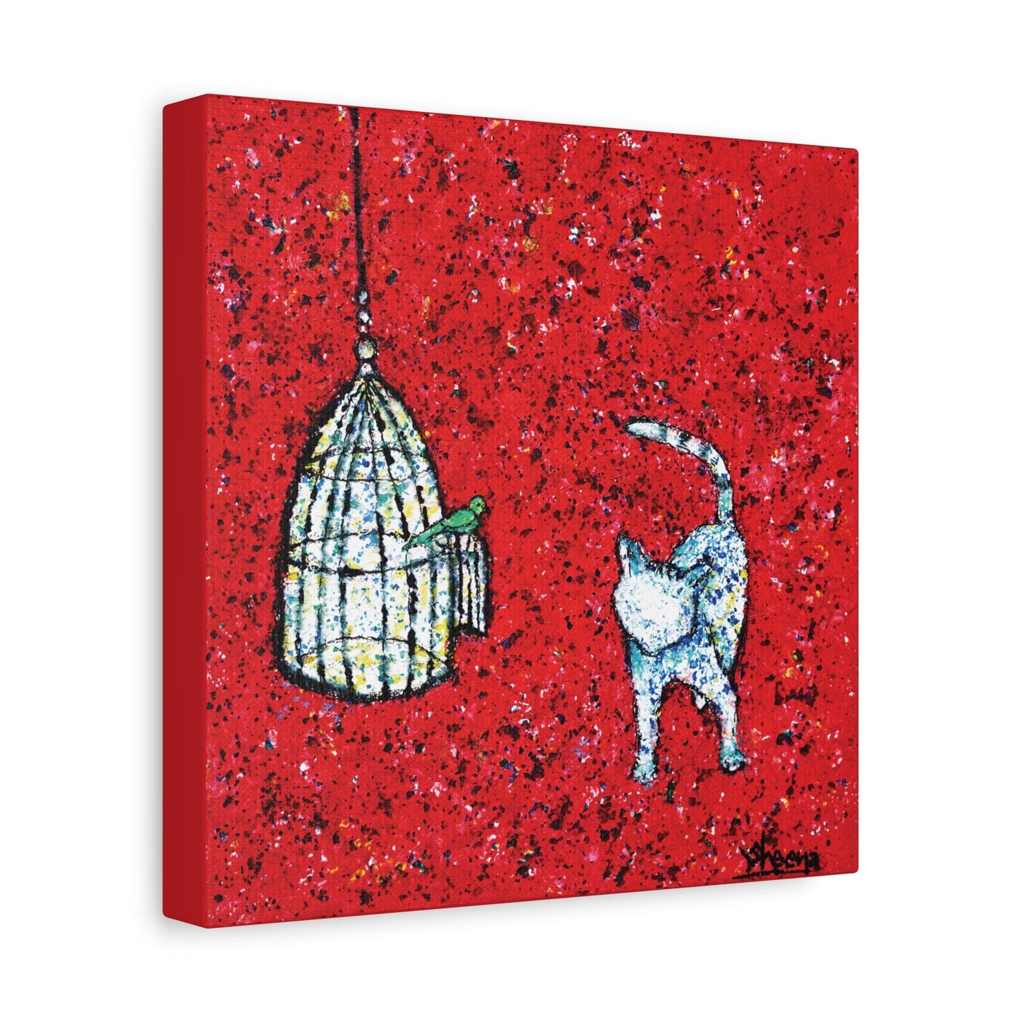 Cat Canvas Print – 10” x 10” Original Art for Cat Lovers (CS-3) - Cat&Muse