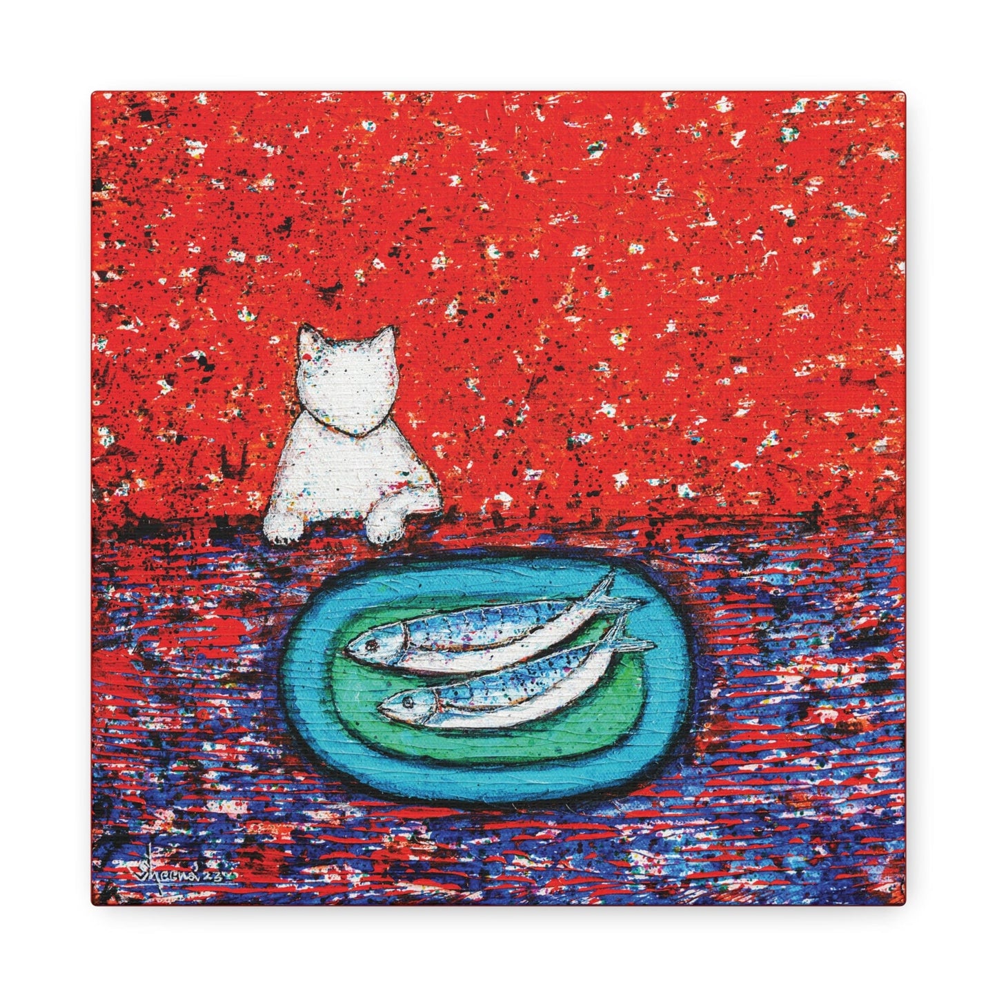 Cat Canvas Print – 10” x 10” Original Art for Cat Lovers (CS-8) - Cat&Muse