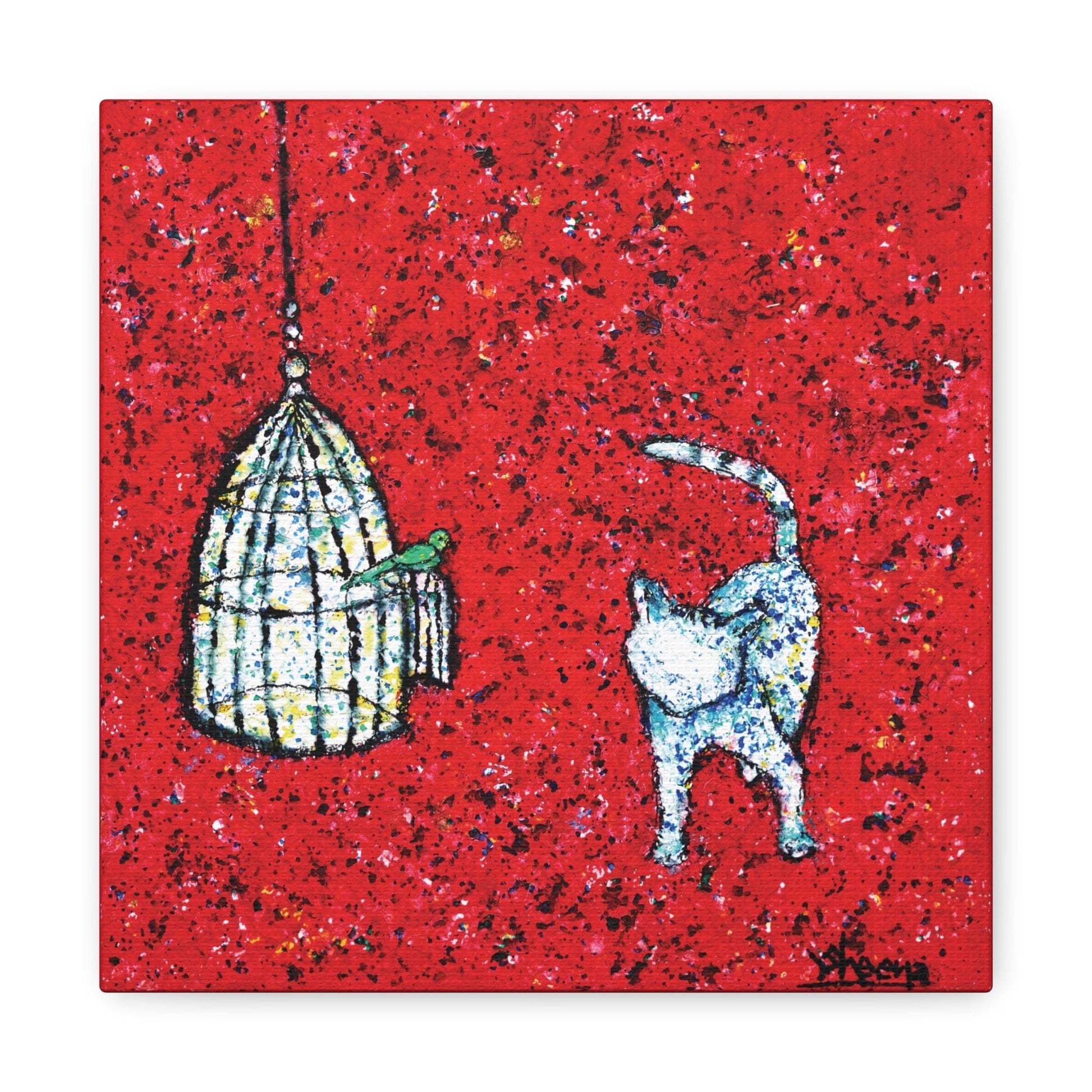 Cat Canvas Print – 10” x 10” Original Art for Cat Lovers (CS-3) - Cat&Muse