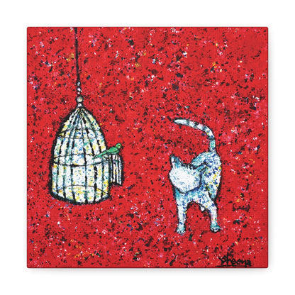 Cat Canvas Print – 10” x 10” Original Art for Cat Lovers (CS-3) - Cat&Muse